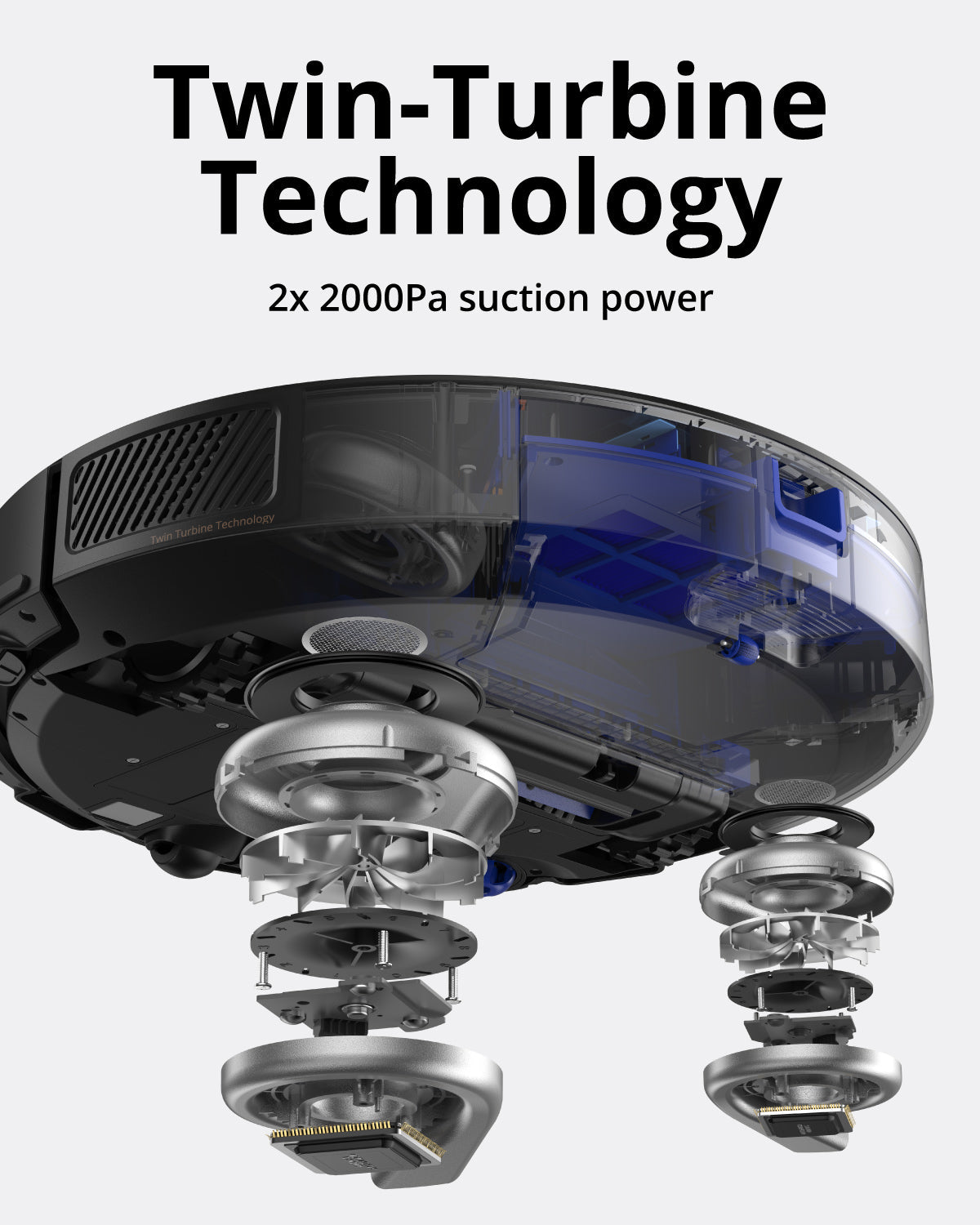 eufy Robot Vacuum Cleaner RoboVac X8Home AppliancesAn innovative laser navigation robotic vacuum cleaner with 2000Pa X 2 suction power—perfect for pet hair.Twin-Turbine TechnologyEach turbine offers 2000 Pa of suction power, increasing overall airflow by